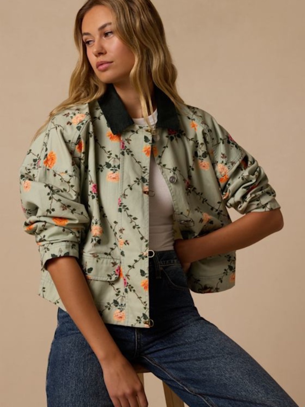 NWT Lulus Corbin Green Floral Jacket - Size L